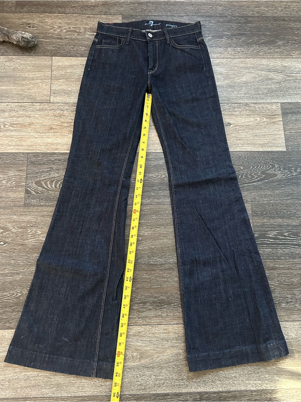 7 For All Mankind Dark Blue Wide Leg Jeans - Picture 7 of 7